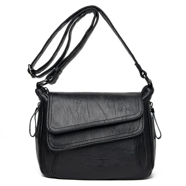 Korean Version Causal Versatile Women's Shoulder Bag Soft Leather European and American Small Square Bag