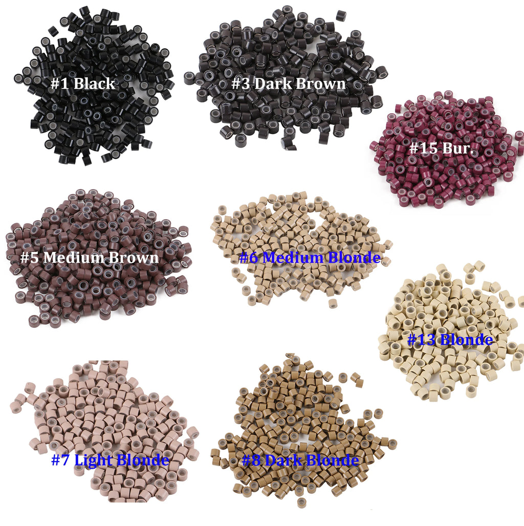 10000 Pieces 4.0 X 2.0mm Silicone Lined Micro Rings Beads Tubes Links for Hair Extensions 8 Colors Optional