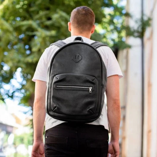 Genuine Leather Handcrafted College Classic Double Zipper Laptop Large Capacity Backpack School Boys and Girls Outdoor