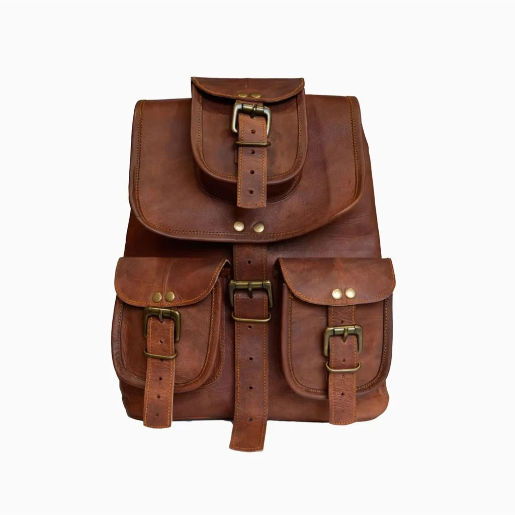 Vintage Modern Genuine Brown Leather Laptop Bag Handmade Portable Lightweight Daypack Durable Bulk Cover for Hiking & Travel