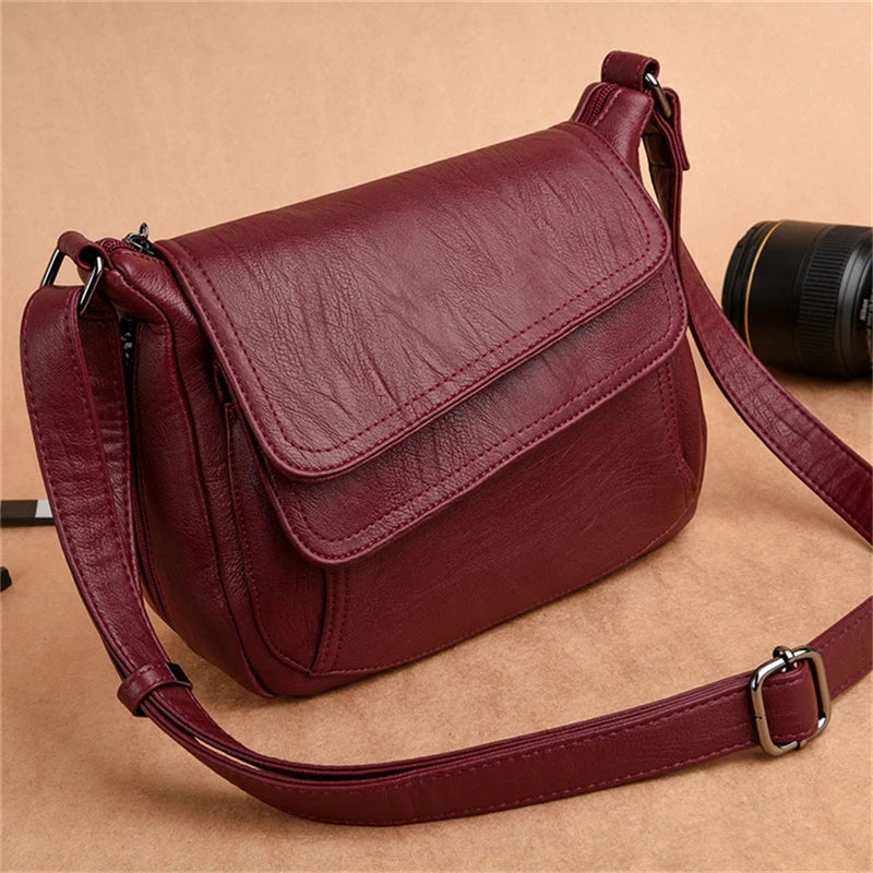 Korean Version Causal Versatile Women's Shoulder Bag Soft Leather European and American Small Square Bag