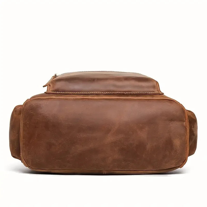 Unisex Genuine Leather Lightweight Foldable Casual Backpack-Durable Waterproof Breathable Multiple Compartments Arcuate Shoulder