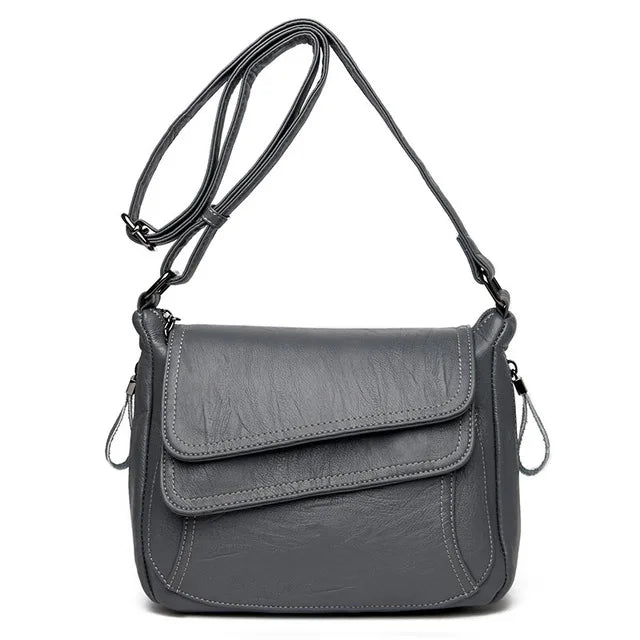 Korean Version Causal Versatile Women's Shoulder Bag Soft Leather European and American Small Square Bag