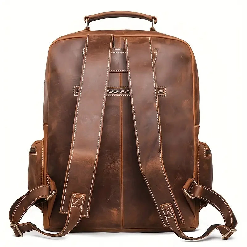 Unisex Genuine Leather Lightweight Foldable Casual Backpack-Durable Waterproof Breathable Multiple Compartments Arcuate Shoulder