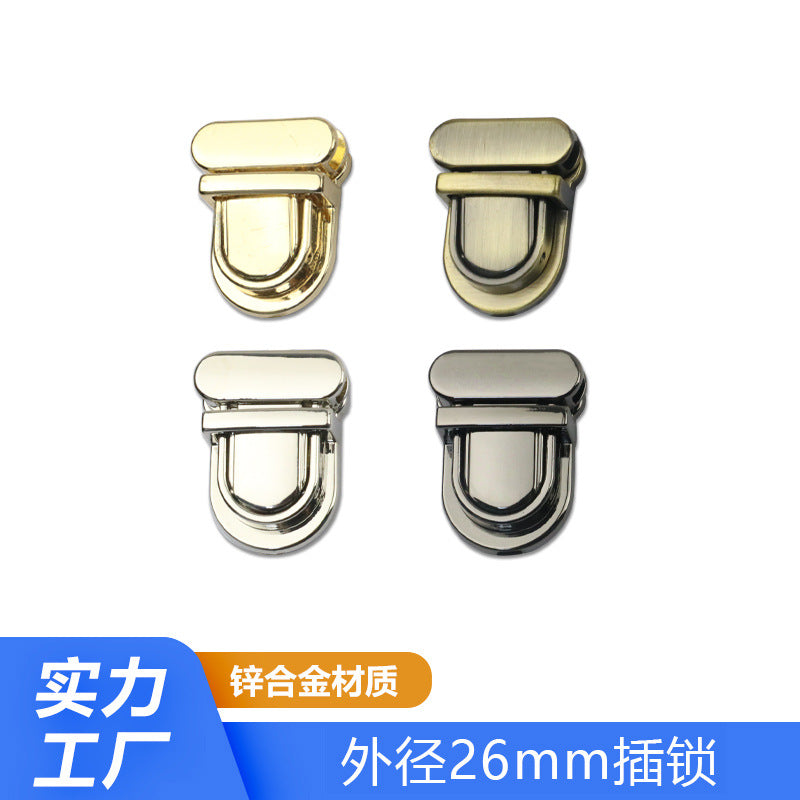 Luggage hardware accessories light gold silver die-casting screw lock mortise lock bag handbag lock hardware accessories small