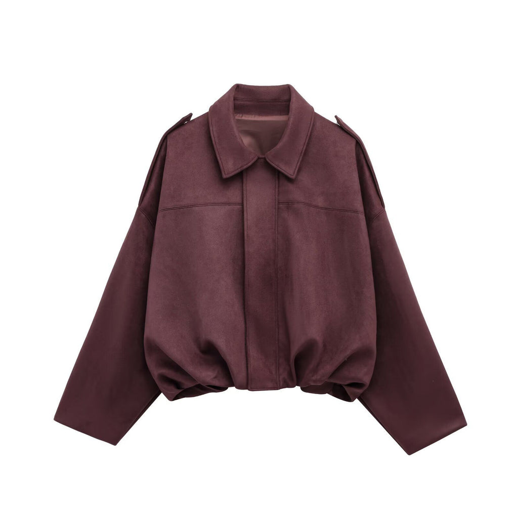 European and American Cross-Border Women's Clothing 2025 Early Spring New Fashion Suede Casual Style Versatile Casual Simple Aviator Jacket