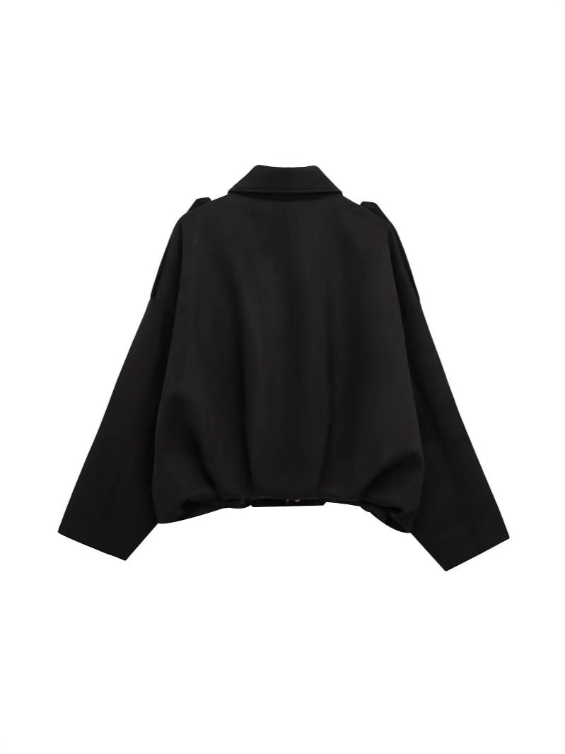 European and American Cross-Border Women's Clothing 2025 Early Spring New Fashion Suede Casual Style Versatile Casual Simple Aviator Jacket