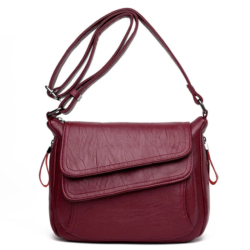 New Hot Sell Women's Shoulder Bag Multi Pockets Crossbody Purse Leather Flapover Messenger Satchel Designer Travel Work Handbag