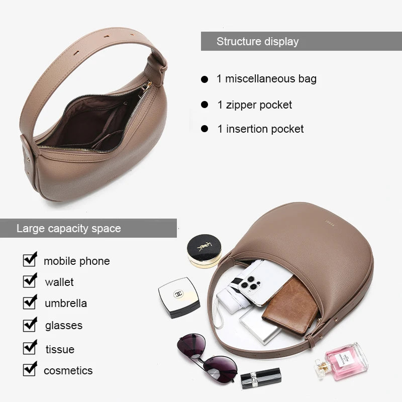 nouveau sac sous le bras en forme de croissant, sac bandoulière minimaliste tendance pour tenue décontractée quotidienne