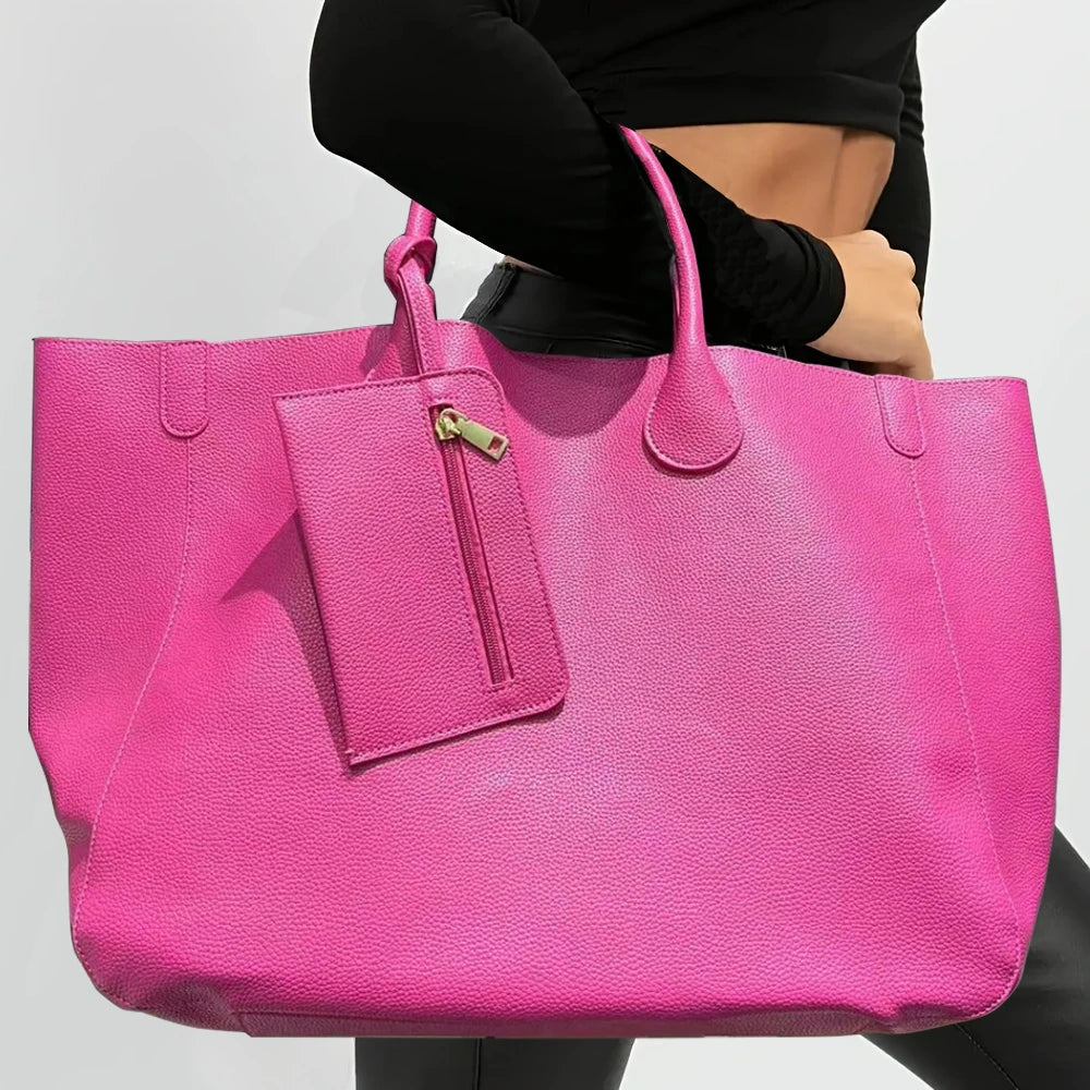 2026Sac à main surdimensionné en cuir végétalien pour femme, sac de shopping de grande capacité, simple et polyvalent