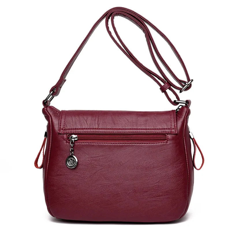 New Hot Sell Women's Shoulder Bag Multi Pockets Crossbody Purse Leather Flapover Messenger Satchel Designer Travel Work Handbag