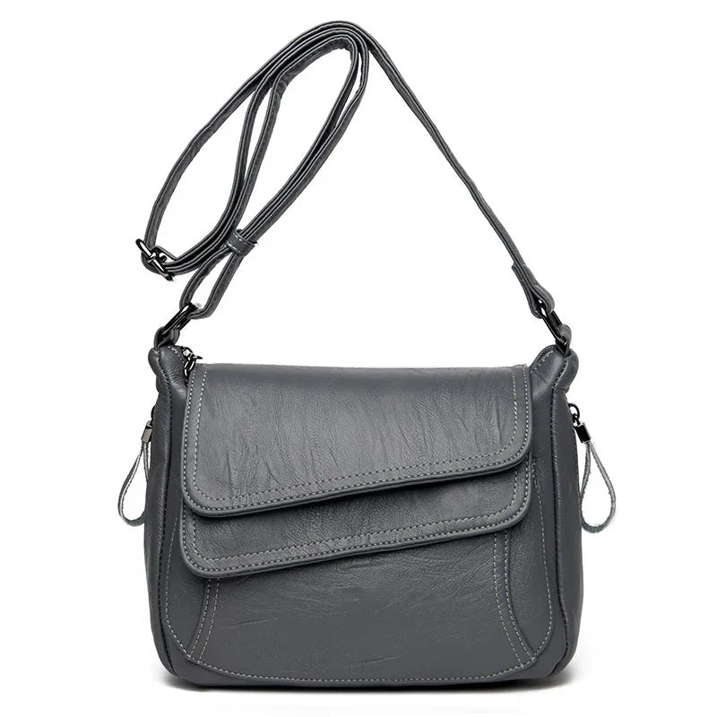 New Hot Sell Women's Shoulder Bag Multi Pockets Crossbody Purse Leather Flapover Messenger Satchel Designer Travel Work Handbag