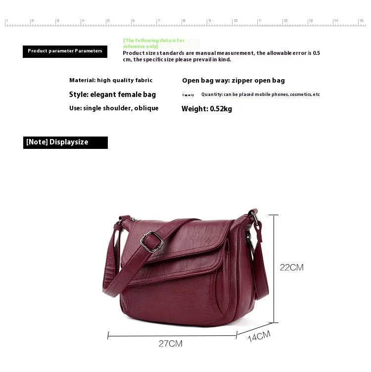 New Hot Sell Women's Shoulder Bag Multi Pockets Crossbody Purse Leather Flapover Messenger Satchel Designer Travel Work Handbag