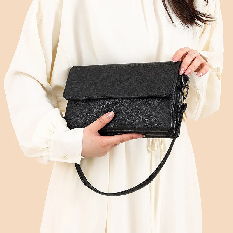 Genuine Leather Shoulder Crossbody Bags for Women Luxury Designer Women Handbags Commuter Sac Elegant Ladies Messenger Bag