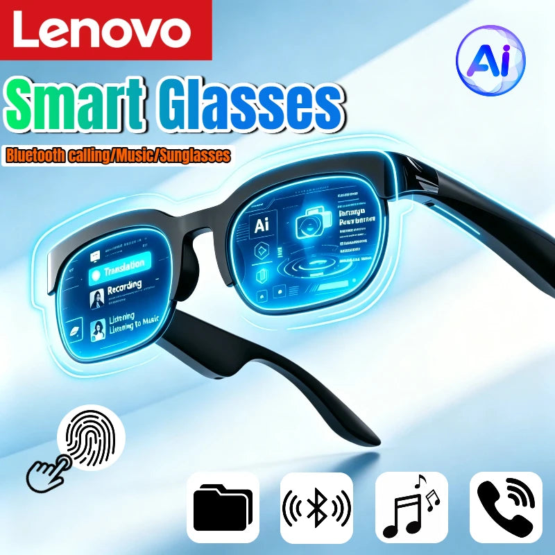 Lenovo 2026 New Smart Glasses AI Translation Bluetooth Conversation Recording Listening To Music Smart Sunglasses for Men Women