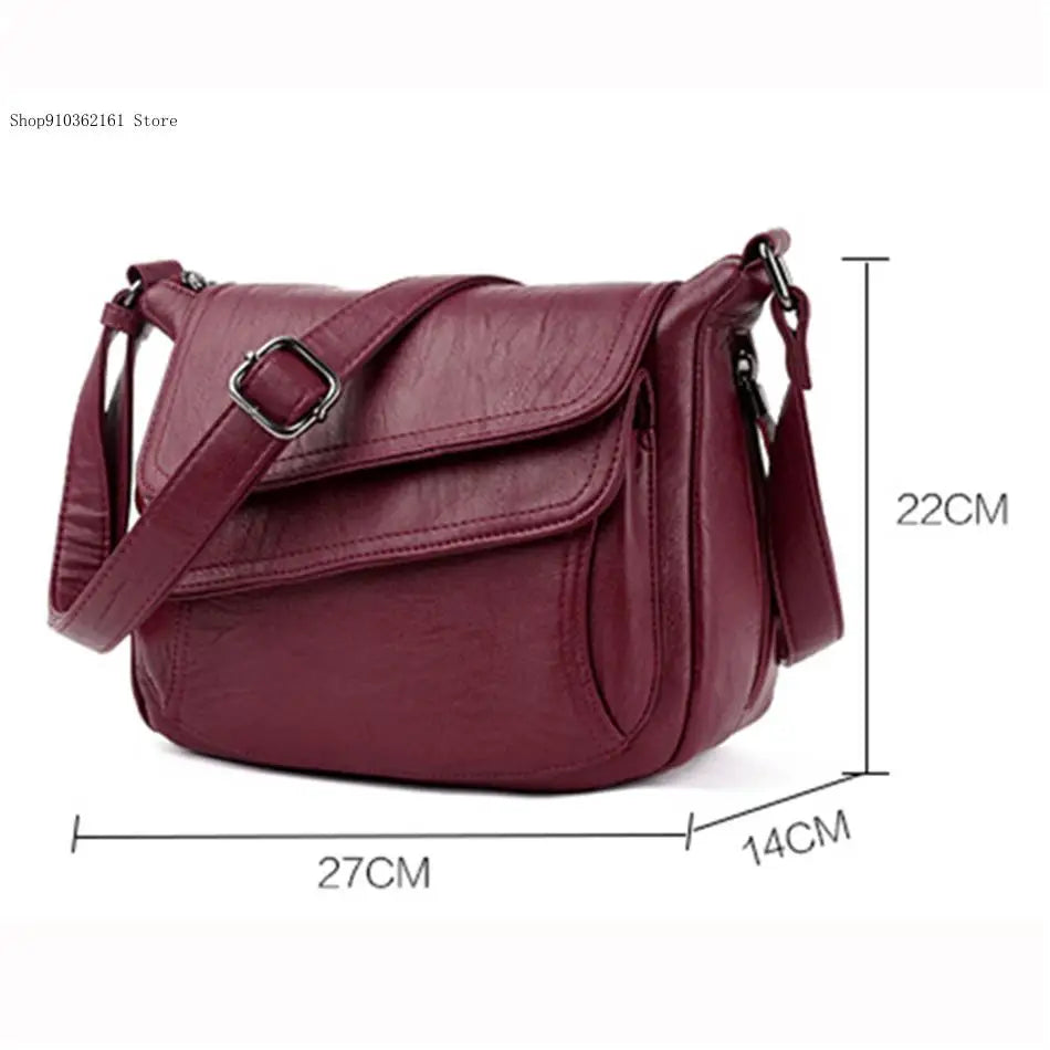 Korean Version Causal Versatile Women's Shoulder Bag Soft Leather European and American Small Square Bag