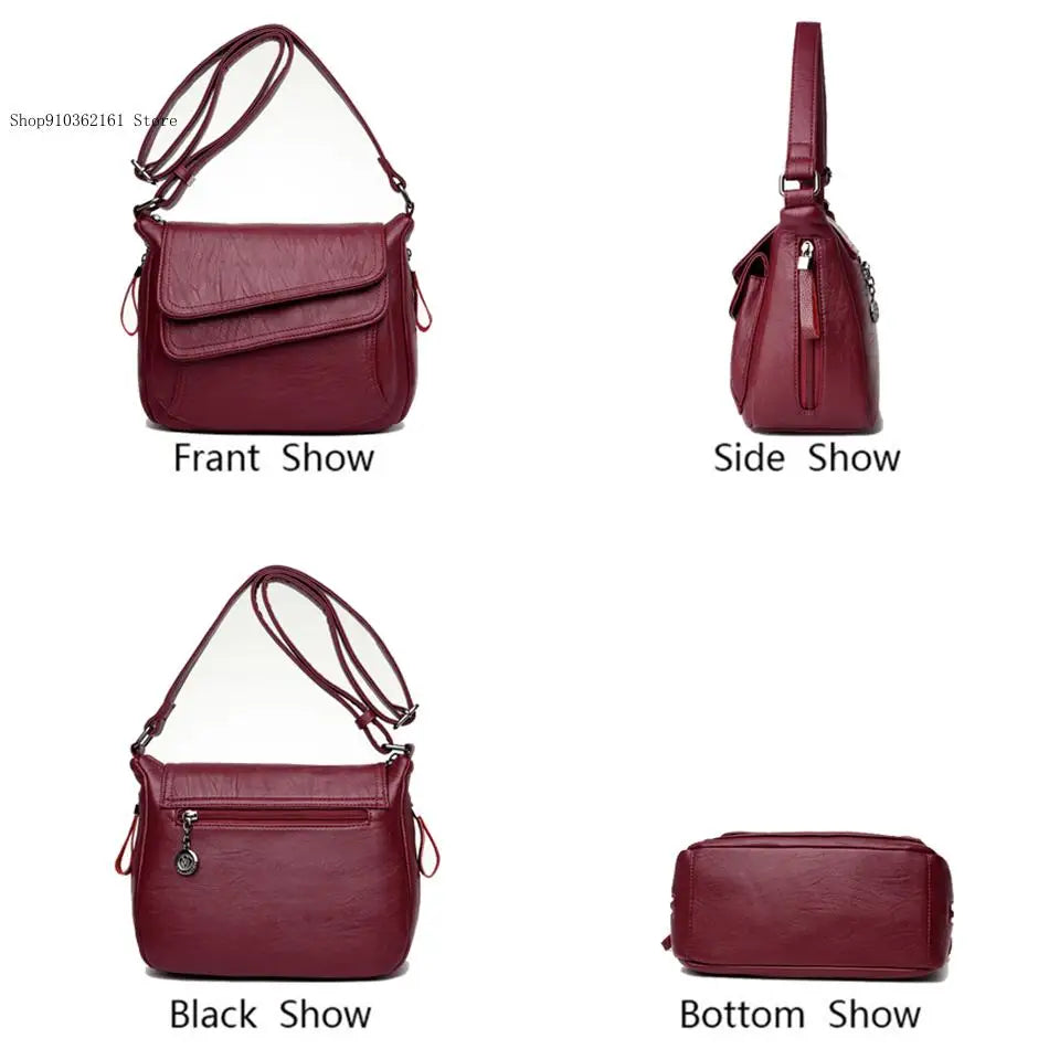 Korean Version Causal Versatile Women's Shoulder Bag Soft Leather European and American Small Square Bag