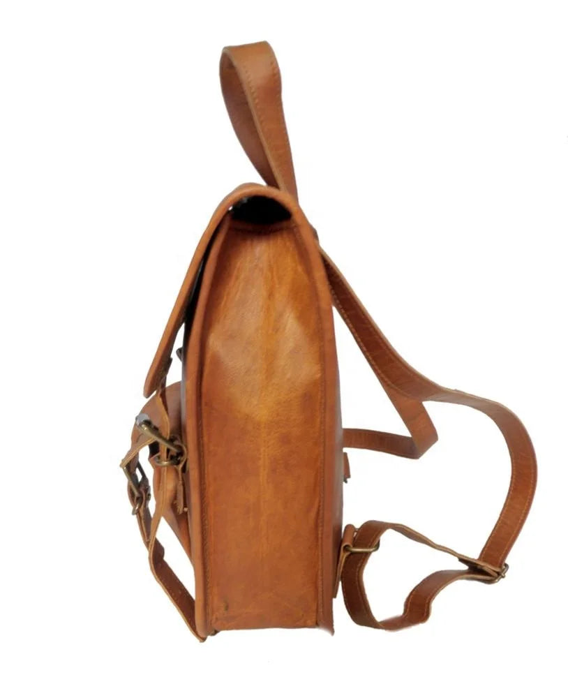 Top New Genuine Leather Material Vintage Laptop Backpack With Buckle Closure Shoulder Straps For Unisex Softback 20-39L Capacity