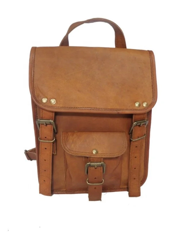 Top New Genuine Leather Material Vintage Laptop Backpack With Buckle Closure Shoulder Straps For Unisex Softback 20-39L Capacity